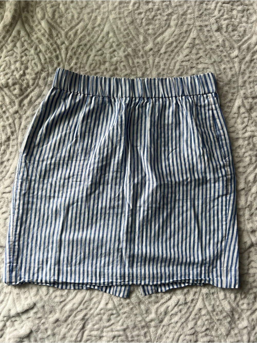 J. Crew Blue and White Striped Mini Skirt